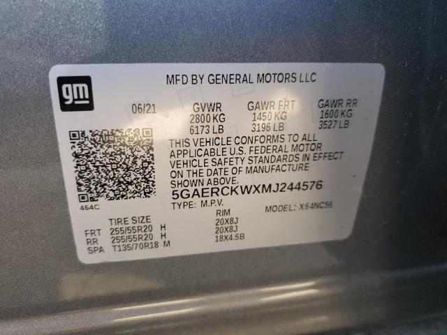 5GAERCKWXMJ244576 - 2021 BUICK ENCLAVE PREMIUM GRAY photo 13