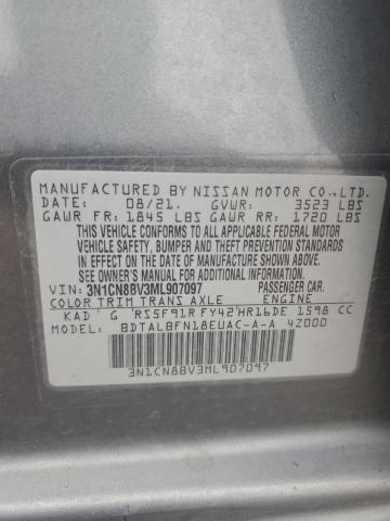 3N1CN8BV3ML907097 - 2021 NISSAN VERSA S GRAY photo 12