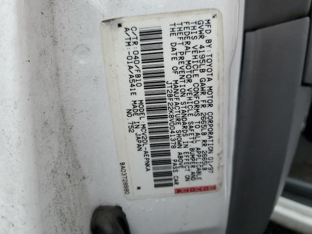 JT2BF22K8V0041378 - 1997 TOYOTA CAMRY LE WHITE photo 12