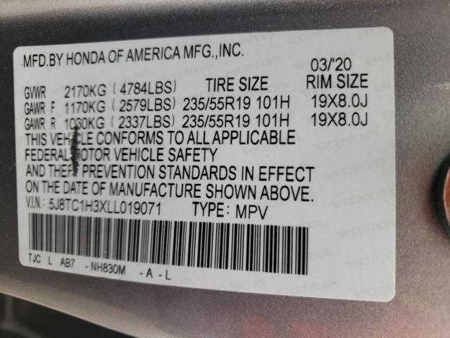 5J8TC1H3XLL019071 - 2020 ACURA RDX GRAY photo 14