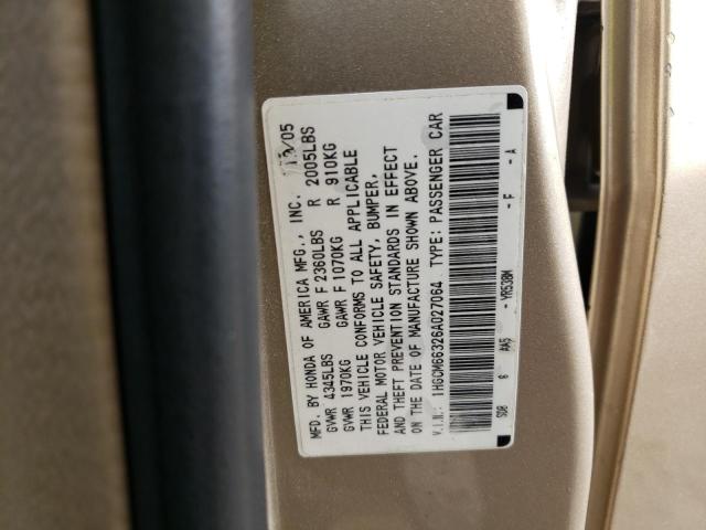 1HGCM66326A027064 - 2006 HONDA ACCORD LX BEIGE photo 13