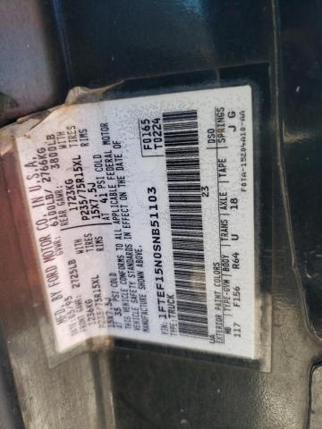 1FTEF15N0SNB51103 - 1995 FORD F150 BLACK photo 12