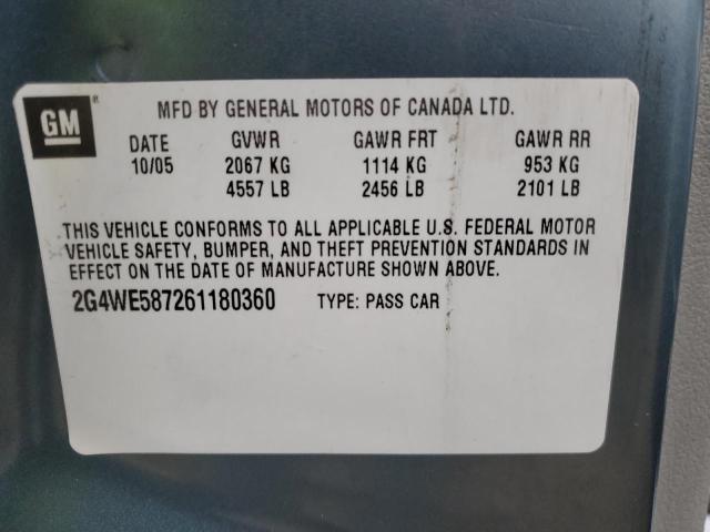 2G4WE587261180360 - 2006 BUICK LACROSSE CXS 蓝色 照片 12