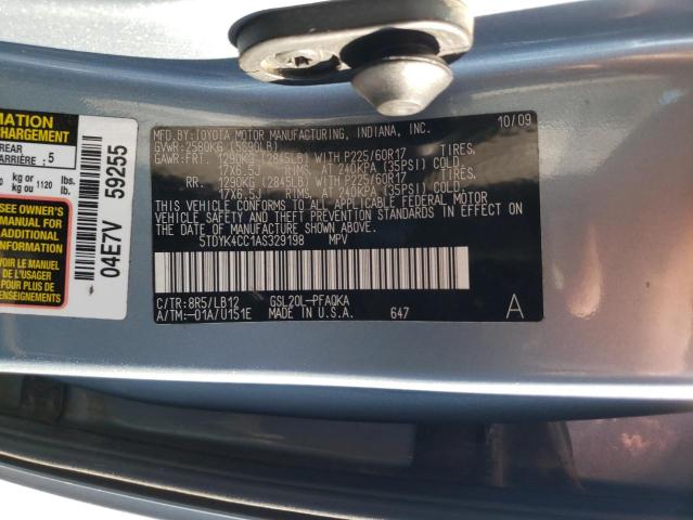 5TDYK4CC1AS329198 - 2010 TOYOTA SIENNA XLE SILVER photo 13