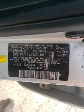 KMHCT5AE7CU057171 - 2012 HYUNDAI ACCENT GLS SILVER photo 12