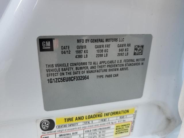 1G1ZC5EU8CF332964 - 2012 CHEVROLET MALIBU 1LT 白色 照片 12