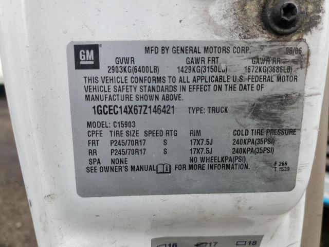 1GCEC14X67Z146421 - 2007 CHEVROLET SILVERADO C1500 CLASSIC WHITE photo 12