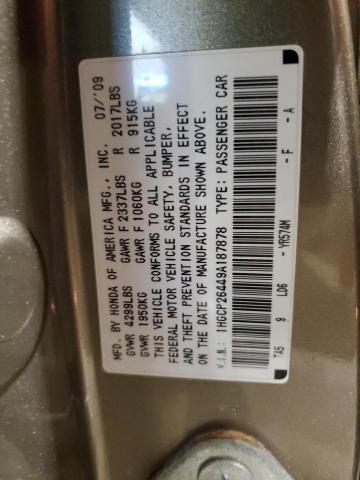 1HGCP26449A187878 - 2009 HONDA ACCORD LXP GOLD photo 12