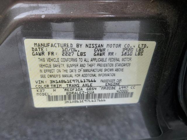 3N1AB61E97L617666 - 2007 NISSAN SENTRA 2.0 GRAY photo 12