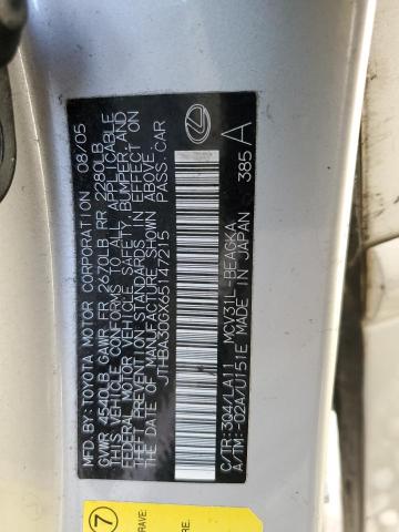 JTHBA30GX65147215 - 2006 LEXUS ES 330 SILVER photo 12