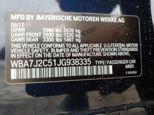 WBA7J2C51JG938335 - 2018 BMW 740 XE BLUE photo 13