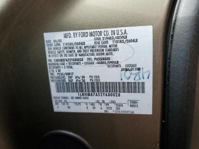 1LNHM87A52Y680028 - 2002 LINCOLN LS 米色 照片 12