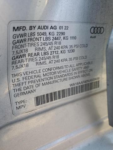 WA18AAF40NA029039 - 2022 AUDI A4 ALLROAD PREMIUM PLUS SILVER photo 14