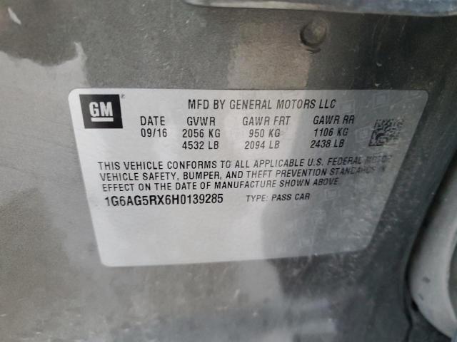 1G6AG5RX6H0139285 - 2017 CADILLAC ATS GRAY photo 12