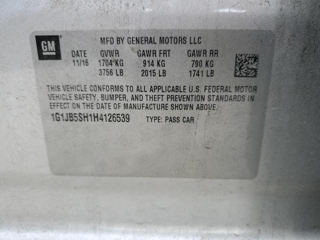 1G1JB5SH1H4126539 - 2017 CHEVROLET SONIC LS SILVER photo 12