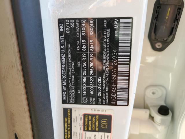 4JGDA5HB5DA126934 - 2013 MERCEDES-BENZ ML 350 4MATIC WHITE photo 13