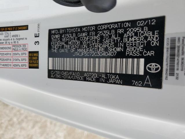 JTKJF5C72C3040407 - 2012 TOYOTA SCION TC 白色 照片 12