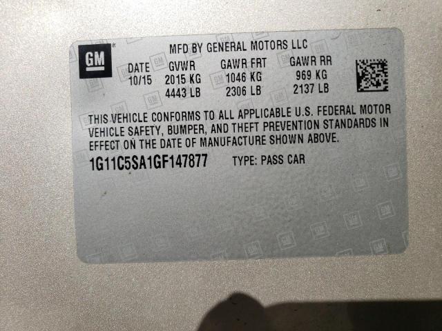 1G11C5SA1GF147877 - 2016 CHEVROLET MALIBU LIM LT 米色 照片 12