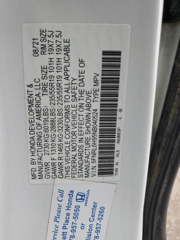 5FNRL6H95NB040524 - 2022 HONDA ODYSSEY ELITE أبيض صورة 13