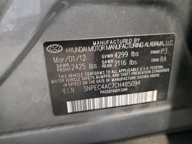 5NPEC4AC7CH485094 - 2012 HYUNDAI SONATA SE GRAY photo 12