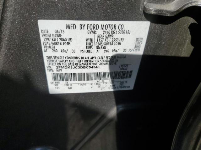 2FMDK3JC3DBC54548 - 2013 FORD EDGE SEL BROWN photo 13