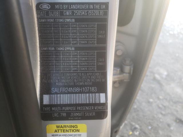 SALFR24N98H107183 - 2008 LAND ROVER LR2 HSE SILVER photo 13