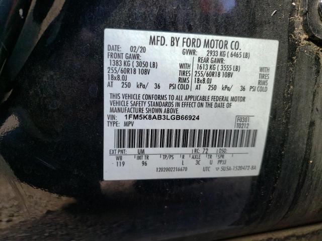 1FM5K8AB3LGB66924 - 2020 FORD EXPLORER POLICE INTERCEPTOR 黑色 照片 13