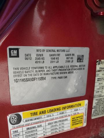 1G11H5SA9DF119354 - 2013 CHEVROLET MALIBU LTZ წითელი ფოტო 12