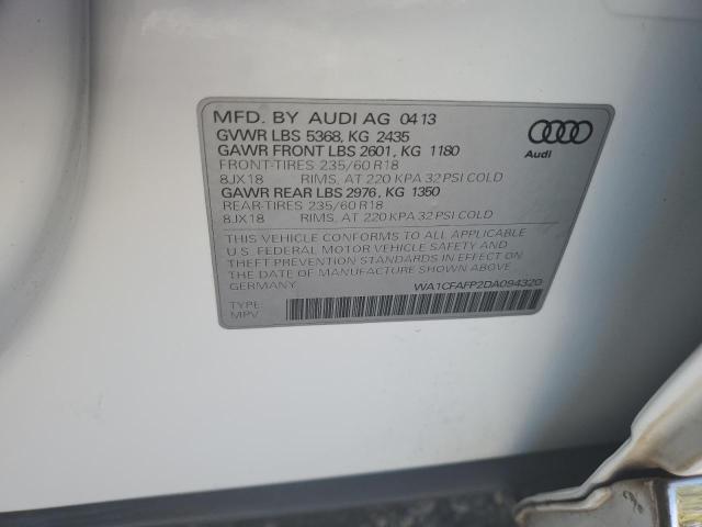 WA1CFAFP2DA094320 - 2013 AUDI Q5 PREMIUM WHITE photo 13