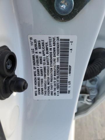 19XFC1F78LE202589 - 2020 HONDA CIVIC EXL თეთრი ფოტო 13