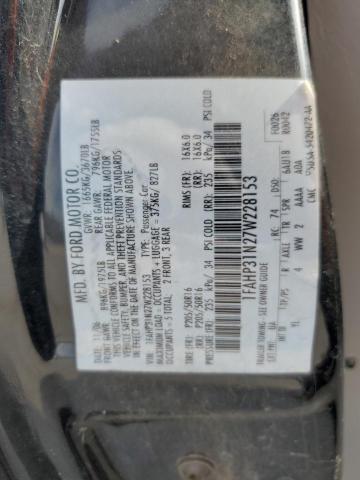 1FAHP31N27W228153 - 2007 FORD FOCUS ZX3 BLACK photo 13