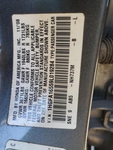 1HGFA16559L019284 - 2009 HONDA CIVIC LX GRAY photo 13