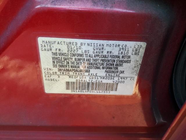 3N1AB6AP0AL662553 - 2010 NISSAN SENTRA 2.0 RED photo 12