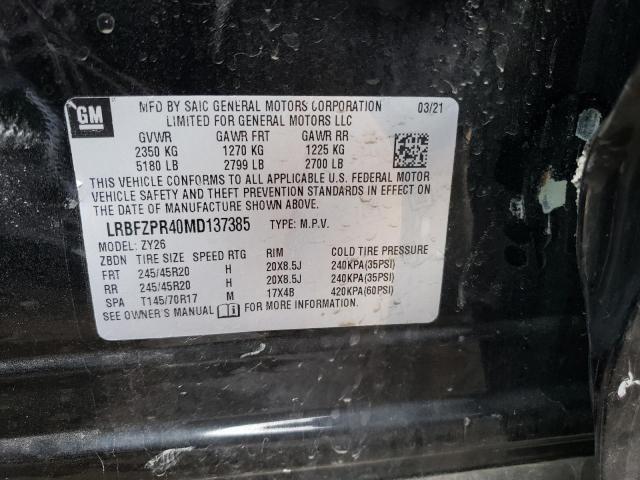 LRBFZPR40MD137385 - 2021 BUICK ENVISION ESSENCE BLACK photo 12