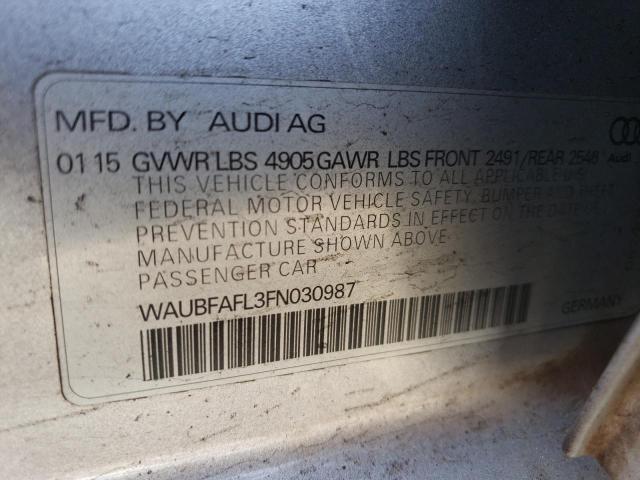 WAUBFAFL3FN030987 - 2015 AUDI A4 PREMIUM SILVER photo 12