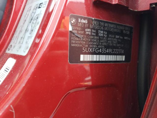 5UXFG43549L222314 - 2009 BMW X6 XDRIVE35I RED photo 12