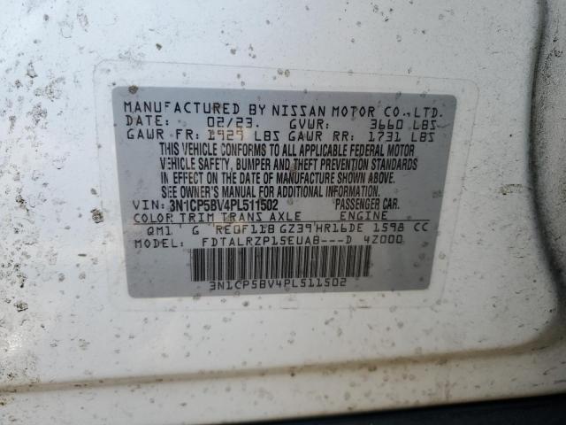 3N1CP5BV4PL511502 - 2023 NISSAN KICKS S WHITE photo 12