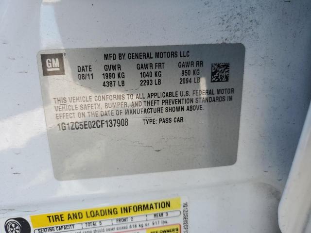 1G1ZC5E02CF137908 - 2012 CHEVROLET MALIBU 1LT Ağ foto 12