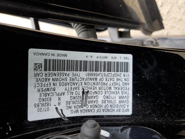 2HGFC2F67LH568661 - 2020 HONDA CIVIC LX BLACK photo 12