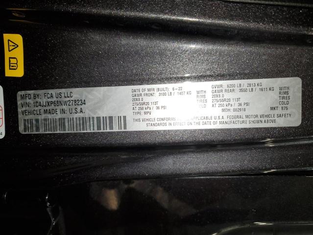 1C4JJXP68NW278234 - 2022 JEEP WRANGLER U SAHARA 4XE CHARCOAL photo 13