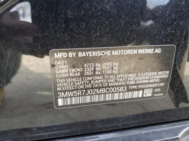 3MW5R7J02M8C00583 - 2021 BMW 330XI BLACK photo 12