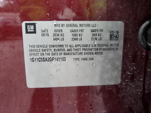 1G11C5SA2GF141103 - 2016 CHEVROLET MALIBU LIM LT Марун фото 12