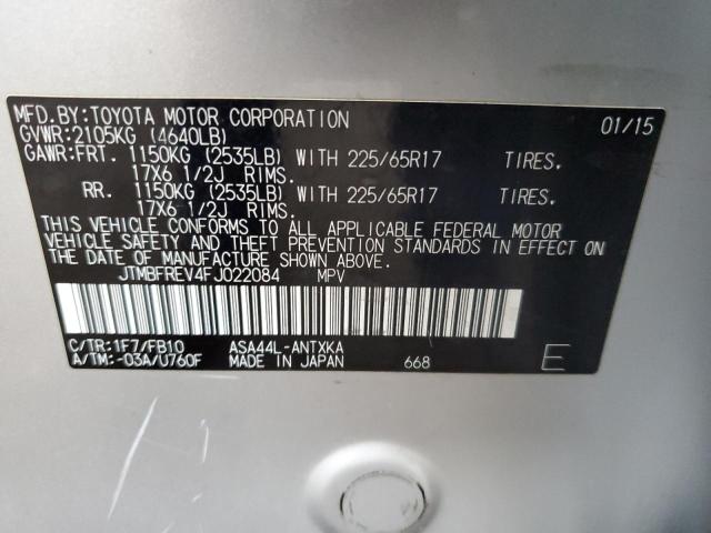 JTMBFREV4FJ022084 - 2015 TOYOTA RAV4 LE SILVER photo 13