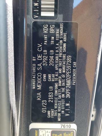 3KPF24AD2PE597389 - 2023 KIA FORTE LX GRAY photo 13