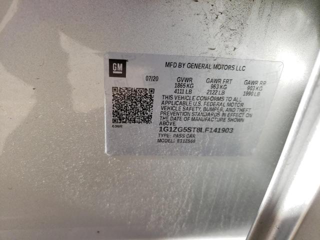 1G1ZG5ST8LF141903 - 2020 CHEVROLET MALIBU RS 银色 照片 12