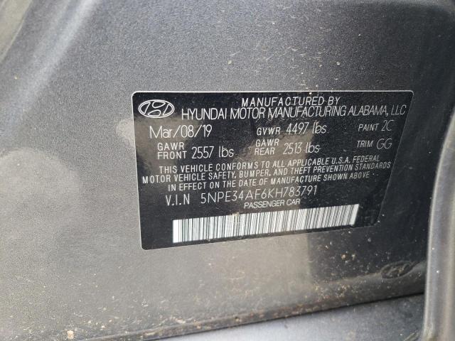 5NPE34AF6KH783791 - 2019 HYUNDAI SONATA LIMITED GRAY photo 12