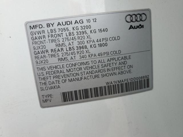 WA1VMAFE1DD006692 - 2013 AUDI Q7 PRESTIGE WHITE photo 12