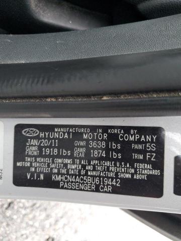 KMHCN4AC5BU619442 - 2011 HYUNDAI ACCENT GLS SILVER photo 12