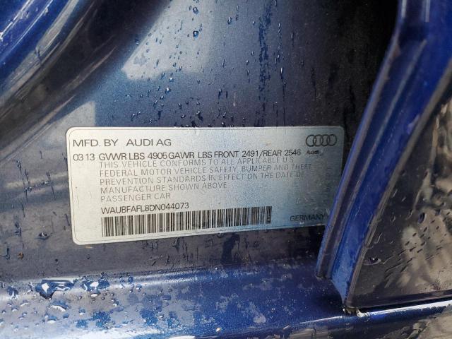 WAUBFAFL8DN044073 - 2013 AUDI A4 PREMIUM BLUE photo 12