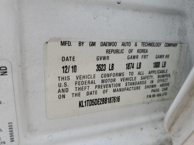 KL1TD5DE2BB187616 - 2011 CHEVROLET AVEO LS Ağ foto 12